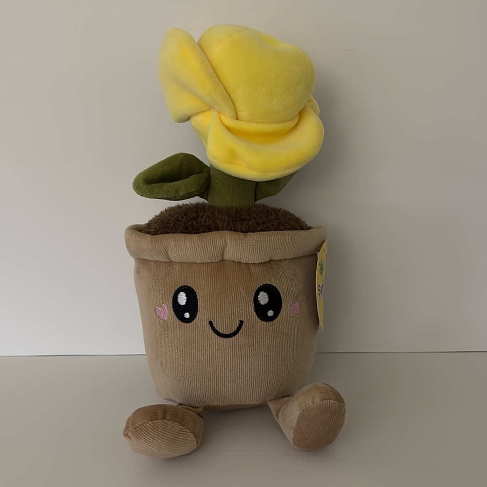 Smoochy Pals Yellow Rose Flower Pot Plush
